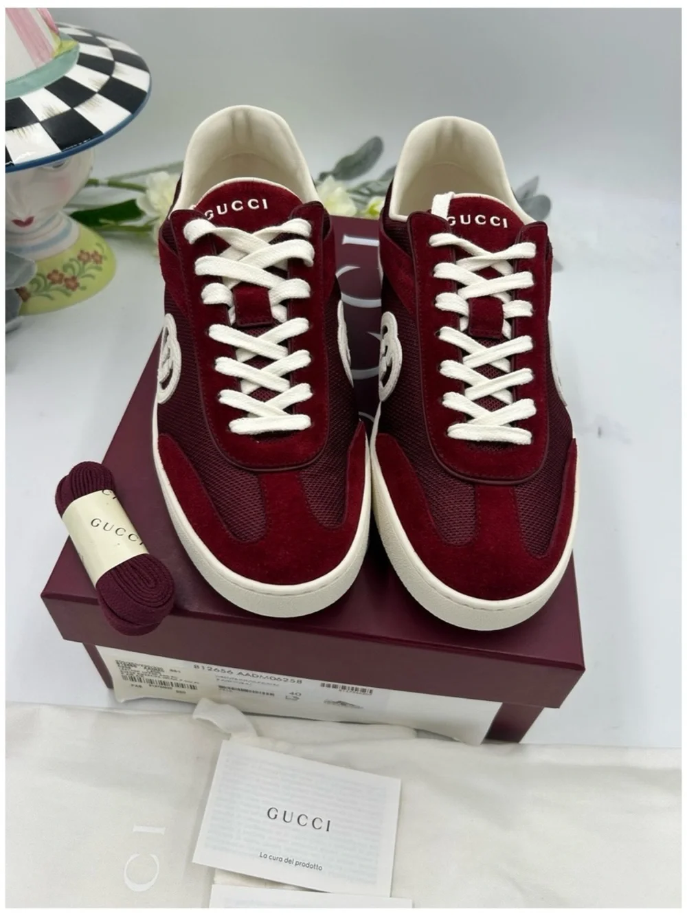 Women's Gucci interlocking G suede/mesh sneakers size 40/10 US made in Italy